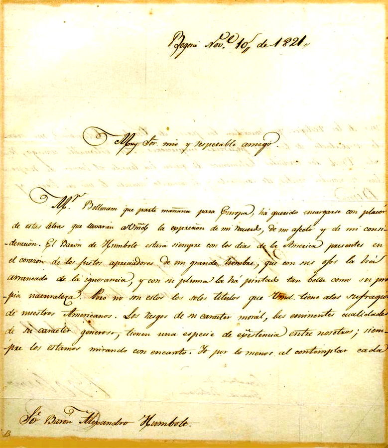 Carta de Bolívar a Humboldt